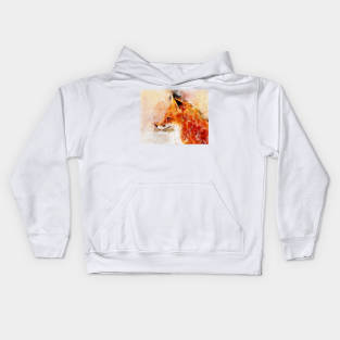 Red Fox Watercolor Portrait 03 Kids Hoodie